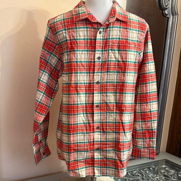 Cat & Jack XL Boys 16 Red and Green Plaid Button Down Shirt - Picture 1 of 10